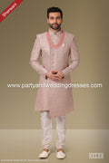 Designer Cream Color Art Silk Sherwani PAWDAC1102
