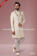 Designer Cream Color Banarsi Silk Sherwani PAWDAC1103