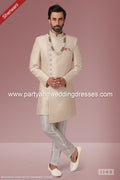 Designer Cream Color Banarsi Silk Sherwani PAWDAC1105