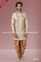 Designer Beige Color Banarsi Silk Sherwani PAWDAC1107