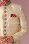 Designer Gold Color Silk Brocade Mens Indo Western PAWDAC1111