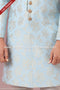 Designer Sky Blue Color Jaquard Silk Brocade Mens Indo Western PAWDAC1122
