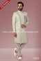 Designer Pista Green Color Jaquard Silk Brocade Mens Indo Western PAWDAC1125