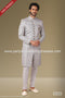 Designer Gray Color Jaquard Silk Brocade Mens Indo Western PAWDAC1126