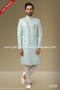 Designer Sky Blue Color Jaquard Silk Brocade Mens Indo Western PAWDAC1127