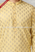 Designer Yellow Color Handloom Silk Mens Kurta Pajama PAWDAC1149