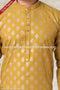 Designer Gold Color Handloom Silk Mens Kurta Pajama PAWDAC1155