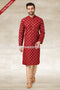 Designer Maroon Color Handloom Silk Mens Kurta Pajama PAWDAC1161