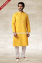 Designer Yellow Color Handloom Silk Mens Kurta Pajama PAWDAC1164