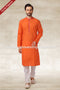 Designer Orange Color Handloom Silk Mens Kurta Pajama PAWDAC1165