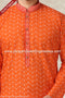 Designer Orange Color Handloom Silk Mens Kurta Pajama PAWDAC1165
