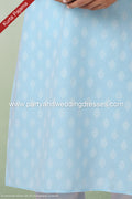 Designer Sky Blue Color Handloom Silk Mens Kurta Pajama PAWDAC1168