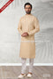 Designer Beige Color Handloom Silk Mens Kurta Pajama PAWDAC1171