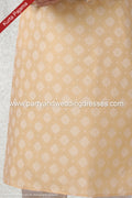 Designer Beige Color Handloom Silk Mens Kurta Pajama PAWDAC1171