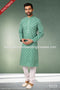 Designer Green Color Handloom Silk Mens Kurta Pajama PAWDAC1173