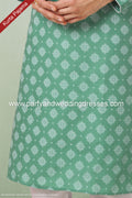 Designer Green Color Handloom Silk Mens Kurta Pajama PAWDAC1173