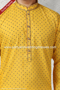 Designer Yellow Color Handloom Silk Mens Kurta Pajama PAWDAC1174