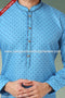 Designer Blue Color Handloom Silk Mens Kurta Pajama PAWDAC1175