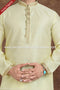 Designer Lemon Color Jacquard Brocade Silk Mens Kurta Pajama PAWDAC1221