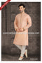 Designer Peach Color Jacquard Brocade Silk Mens Kurta Pajama PAWDAC1222