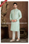 Designer Pista Green Color Jacquard Brocade Silk Mens Kurta Pajama PAWDAC1223