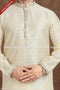Designer Cream Color Jacquard Brocade Silk Mens Kurta Pajama PAWDAC1224
