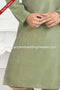 Designer Pista Green Color Jacquard Brocade Silk Mens Kurta Pajama PAWDAC1227