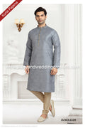 Designer Gray Color Jacquard Brocade Silk Mens Kurta Pajama PAWDAC1229