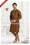 Designer Brown Color Jacquard Brocade Silk Mens Kurta Pajama PAWDAC1234