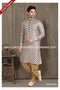Designer Cream Color Printed Banarasi Silk Mens Kurta Pajama PAWDAC1235