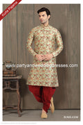 Designer Green Color Printed Banarasi Silk Mens Kurta Pajama PAWDAC1239