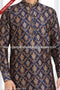 Designer Blue Color Printed Banarasi Silk Mens Kurta Pajama PAWDAC1242