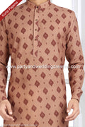 Designer Beige Color Printed Cotton Mens Kurta Pajama PAWDAC1244