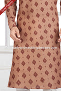 Designer Beige Color Printed Cotton Mens Kurta Pajama PAWDAC1244