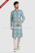 Designer Green/Multicolor Color Printed Cotton Mens Kurta Pajama PAWDAC1248