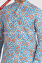 Designer Blue/Multicolor Color Printed Cotton Mens Kurta Pajama PAWDAC1249