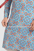 Designer Blue/Multicolor Color Printed Cotton Mens Kurta Pajama PAWDAC1249