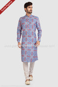 Designer Blue/Multicolor Color Printed Cotton Mens Kurta Pajama PAWDAC1250