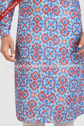 Designer Blue/Multicolor Color Printed Cotton Mens Kurta Pajama PAWDAC1250
