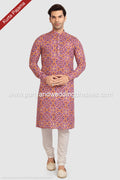 Designer Rust/Multicolor Color Printed Cotton Mens Kurta Pajama PAWDAC1251