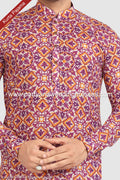Designer Rust/Multicolor Color Printed Cotton Mens Kurta Pajama PAWDAC1251