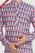 Designer Pink/Multicolor Color Printed Cotton Mens Kurta Pajama PAWDAC1254