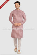Designer Pink Color Printed Cotton Mens Kurta Pajama PAWDAC1257