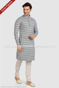 Designer Blue Color Printed Cotton Mens Kurta Pajama PAWDAC1258