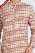 Designer Gold Color Printed Cotton Mens Kurta Pajama PAWDAC1259