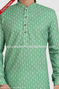 Designer Green Color Printed Cotton Fabric Mens Kurta Pajama PAWDAC1262
