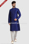 Designer Blue/Off-white Color Art Silk Fabric Mens Kurta Pajama PAWDAC1265