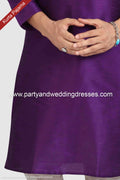 Designer Purple/Cream Color Art Silk Fabric Mens Kurta Pajama PAWDAC1266