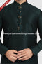 Designer Dark Green/Dark Green Color Art Silk Fabric Mens Kurta Pajama PAWDAC1268