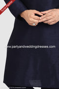 Designer Navy Blue/Navy Blue Color Art Silk Fabric Mens Kurta Pajama PAWDAC1270